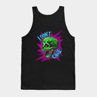 I Don't Care Screaming Skull Nihilist Meme Vintage Comic Pop Art Tank Top